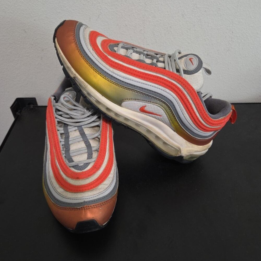 Nike Air Max 97 Orange Grey Metallic Youth Size 7